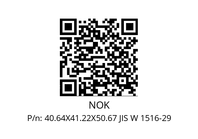   NOK 40.64X41.22X50.67 JIS W 1516-29