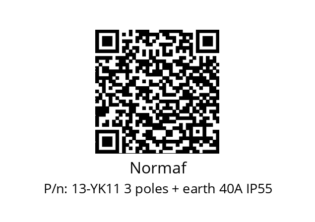   Normaf 13-YK11 3 poles + earth 40A IP55