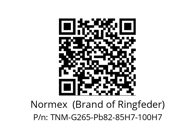   Normex  (Brand of Ringfeder) TNM-G265-Pb82-85H7-100H7