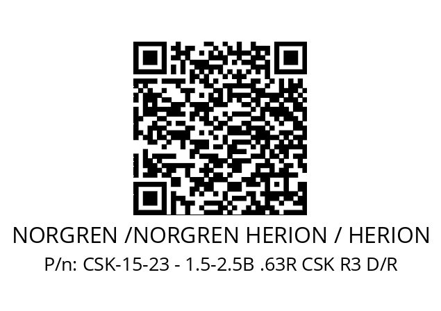 Repair kit  NORGREN /NORGREN HERION / HERION CSK-15-23 - 1.5-2.5B .63R CSK R3 D/R