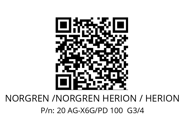   NORGREN /NORGREN HERION / HERION 20 AG-X6G/PD 100  G3/4