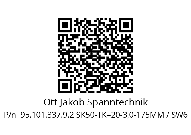   Ott Jakob Spanntechnik 95.101.337.9.2 SK50-TK=20-3,0-175MM / SW6