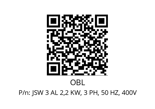   OBL JSW 3 AL 2,2 KW, 3 PH, 50 HZ, 400V