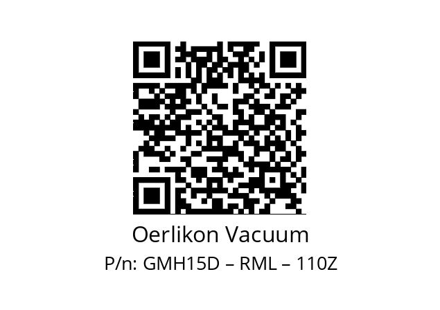   Oerlikon Vacuum GMH15D – RML – 110Z