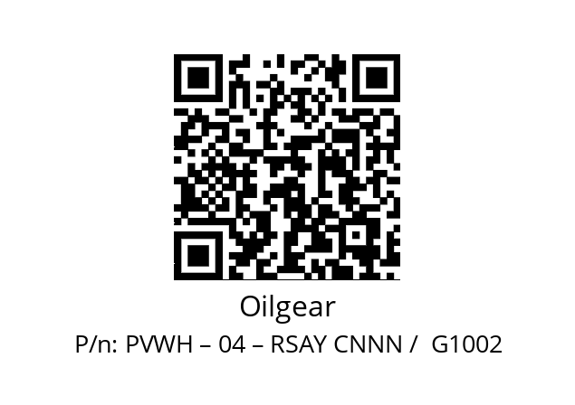   Oilgear PVWH – 04 – RSAY CNNN /  G1002