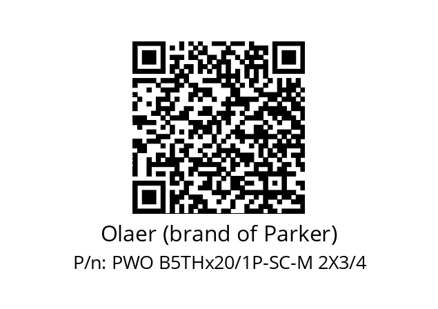   Olaer (brand of Parker) PWO B5THx20/1P-SC-M 2X3/4