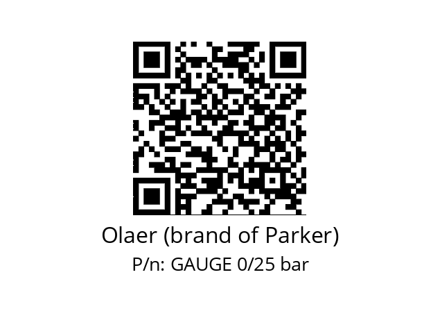   Olaer (brand of Parker) GAUGE 0/25 bar