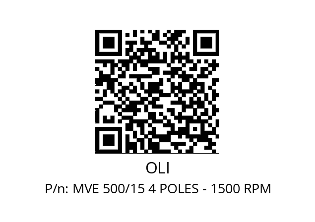   OLI MVE 500/15 4 POLES - 1500 RPM