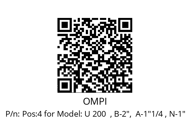   OMPI Pos:4 for Model: U 200  , B-2",  A-1"1/4 , N-1"