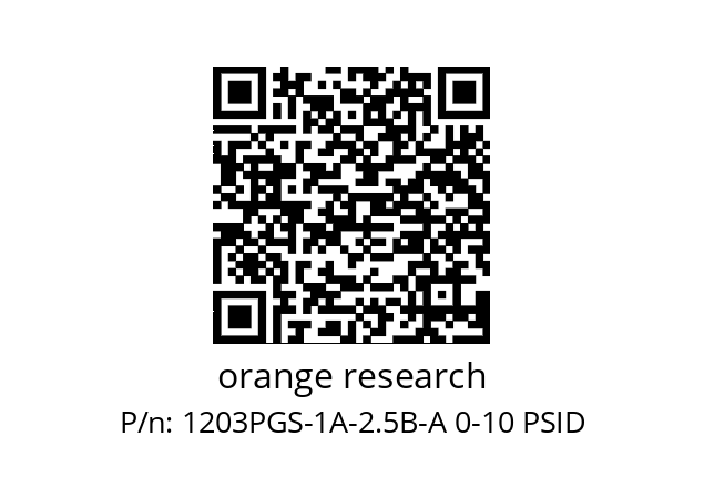   orange research 1203PGS-1A-2.5B-A 0-10 PSID