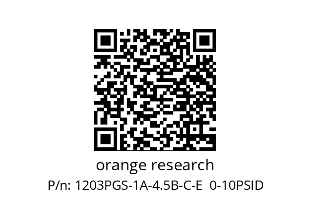   orange research 1203PGS-1A-4.5B-C-E  0-10PSID