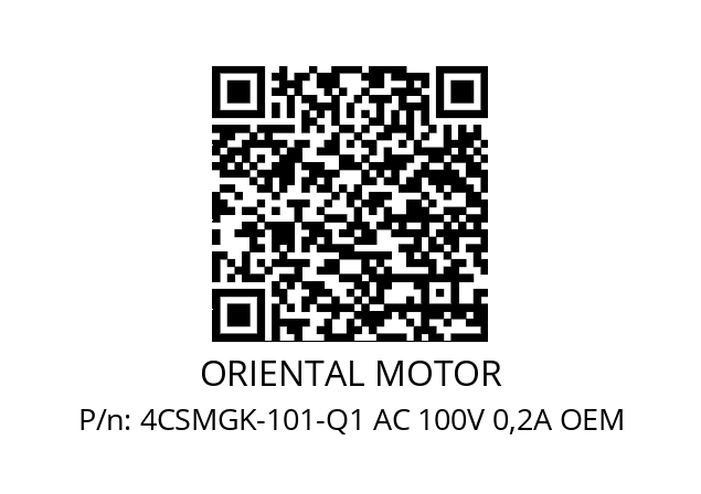   ORIENTAL MOTOR 4CSMGK-101-Q1 AC 100V 0,2A OEM