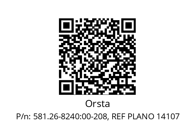   Orsta 581.26-8240:00-208, REF PLANO 14107