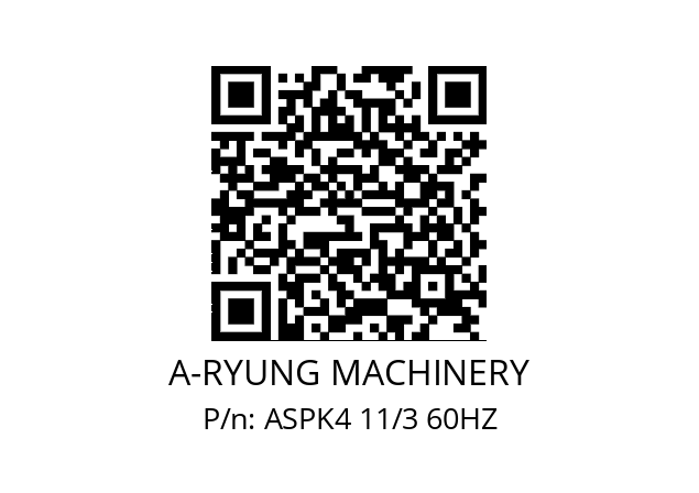   A-RYUNG MACHINERY ASPK4 11/3 60HZ