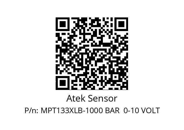   Atek Sensor MPT133XLB-1000 BAR  0-10 VOLT