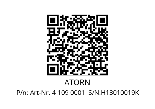   ATORN Art-Nr. 4 109 0001  S/N:H13010019K