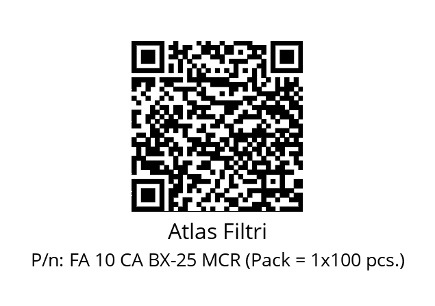   Atlas Filtri FA 10 CA BX-25 MCR (Pack = 1x100 pcs.)