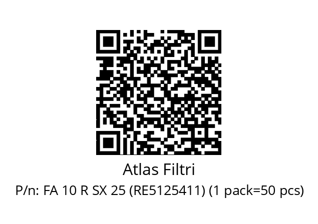   Atlas Filtri FA 10 R SX 25 (RE5125411) (1 pack=50 pcs)