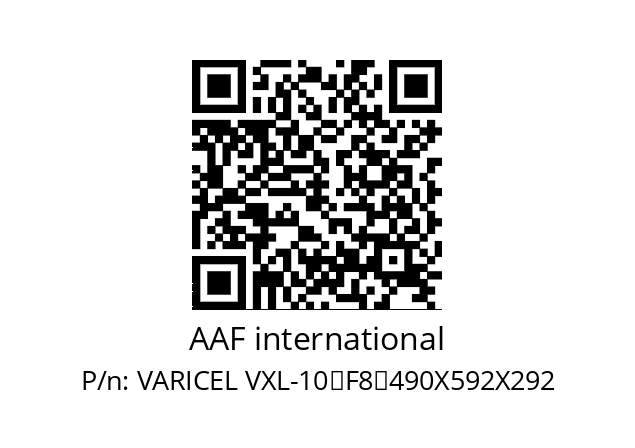   AAF international VARICEL VXL-10	F8	490X592X292