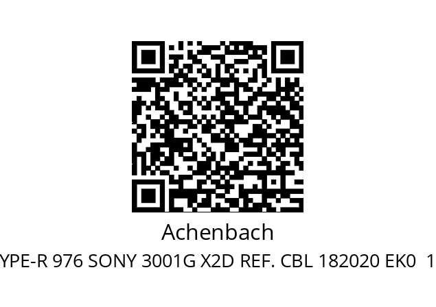   Achenbach YPE-R 976 SONY 3001G X2D REF. CBL 182020 EK0  12621