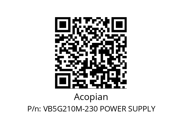   Acopian VB5G210M-230 POWER SUPPLY