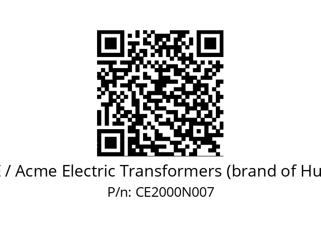   ACME / Acme Electric Transformers (brand of Hubbell) CE2000N007