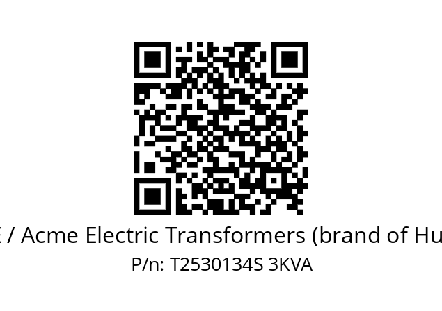   ACME / Acme Electric Transformers (brand of Hubbell) T2530134S 3KVA