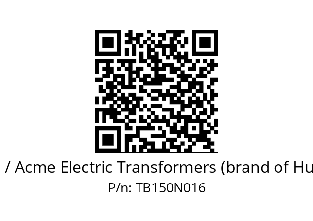   ACME / Acme Electric Transformers (brand of Hubbell) TB150N016