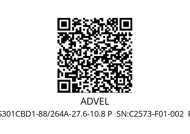   ADVEL Model:SPS301CBD1-88/264A-27.6-10.8 P  SN:C2573-F01-002  P/N: 5054-C001