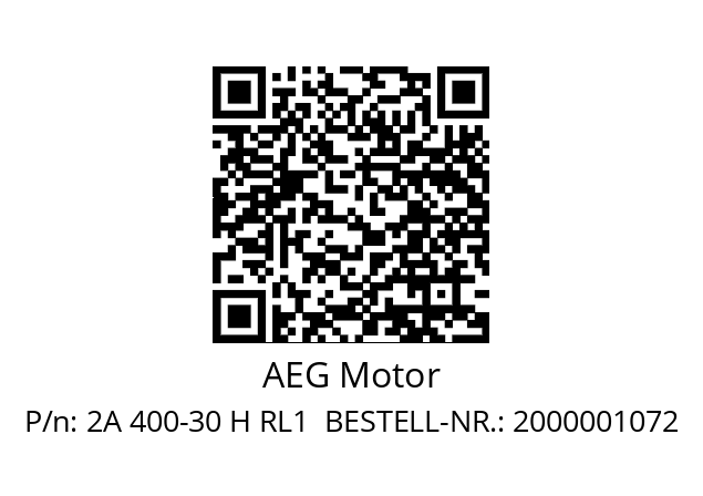   AEG Motor 2A 400-30 H RL1  BESTELL-NR.: 2000001072