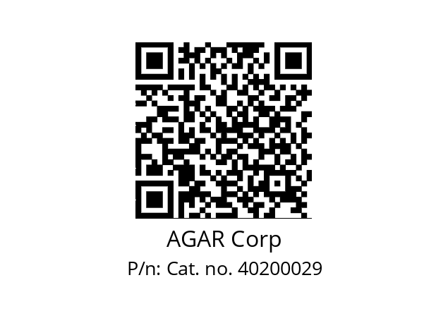   AGAR Corp Cat. no. 40200029