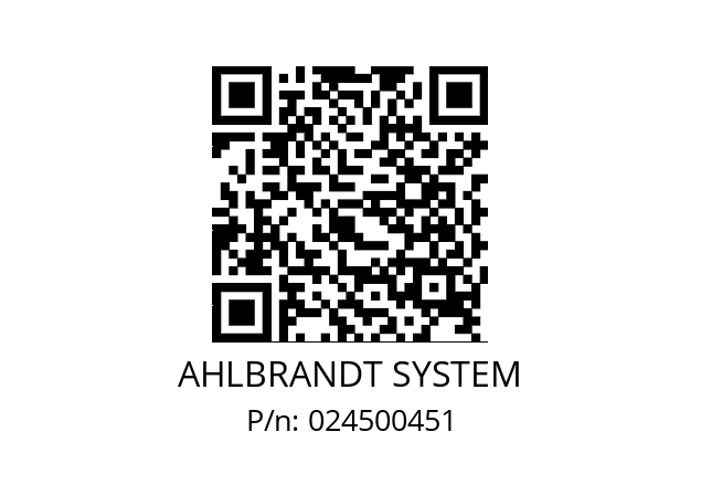   AHLBRANDT SYSTEM 024500451