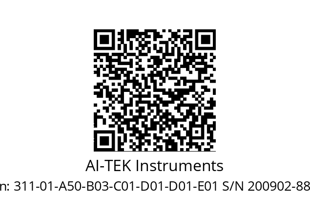   AI-TEK Instruments 311-01-A50-B03-C01-D01-D01-E01 S/N 200902-8895