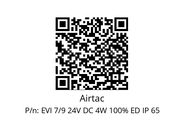   Airtac EVI 7/9 24V DC 4W 100% ED IP 65