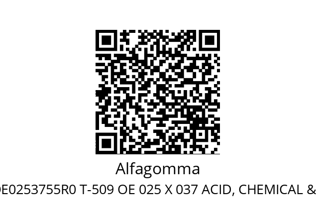   Alfagomma 1,2 MTR. 509OE0253755R0 T-509 OE 025 X 037 ACID, CHEMICAL & MULTIPURPOSEKL