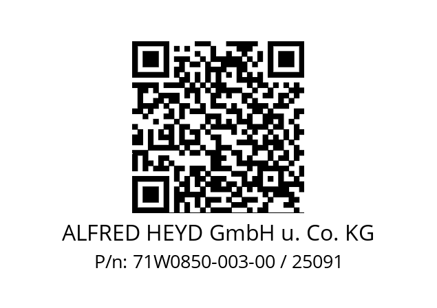   ALFRED HEYD GmbH u. Co. KG 71W0850-003-00 / 25091