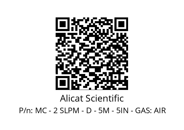   Alicat Scientific MC - 2 SLPM - D - 5M - 5IN - GAS: AIR