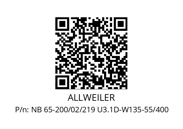   ALLWEILER NB 65-200/02/219 U3.1D-W135-55/400