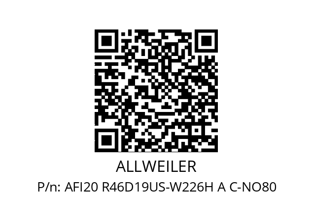   ALLWEILER AFI20 R46D19US-W226H A C-NO80