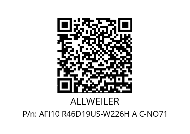   ALLWEILER AFI10 R46D19US-W226H A C-NO71