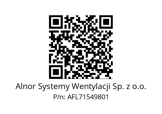   Alnor Systemy Wentylacji Sp. z o.o. AFL71549801