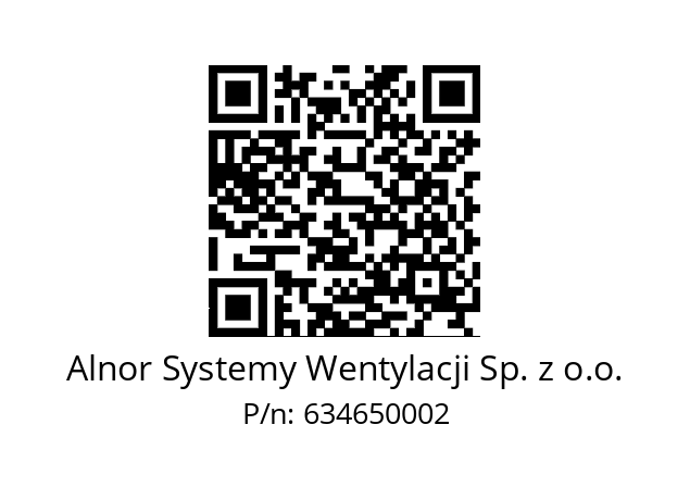   Alnor Systemy Wentylacji Sp. z o.o. 634650002