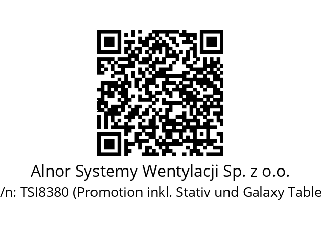   Alnor Systemy Wentylacji Sp. z o.o. TSI8380 (Promotion inkl. Stativ und Galaxy Tablet)