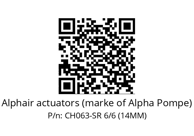   Alphair actuators (marke of Alpha Pompe) CH063-SR 6/6 (14MM)