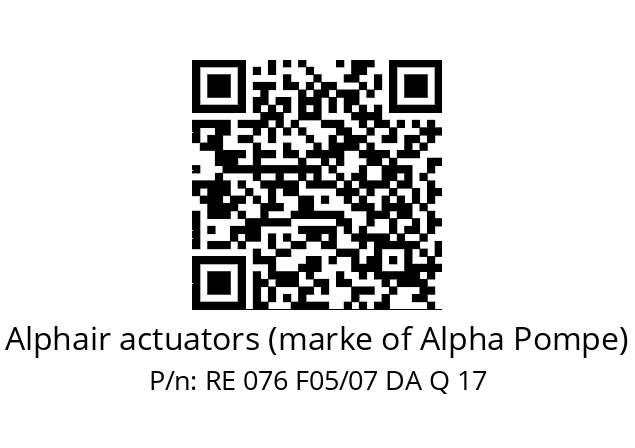   Alphair actuators (marke of Alpha Pompe) RE 076 F05/07 DA Q 17