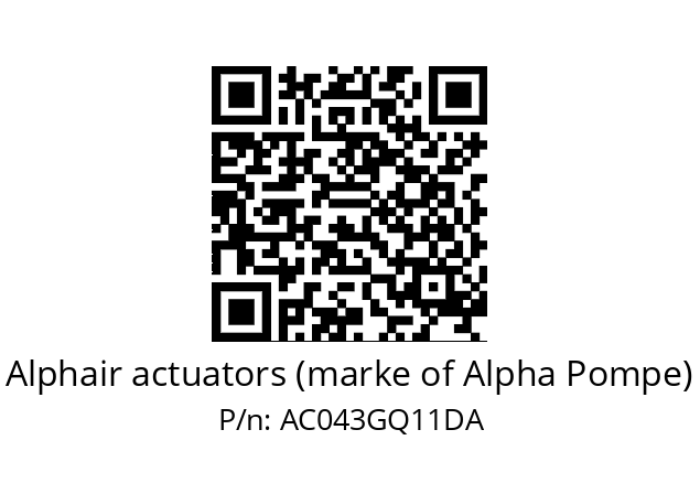   Alphair actuators (marke of Alpha Pompe) AC043GQ11DA