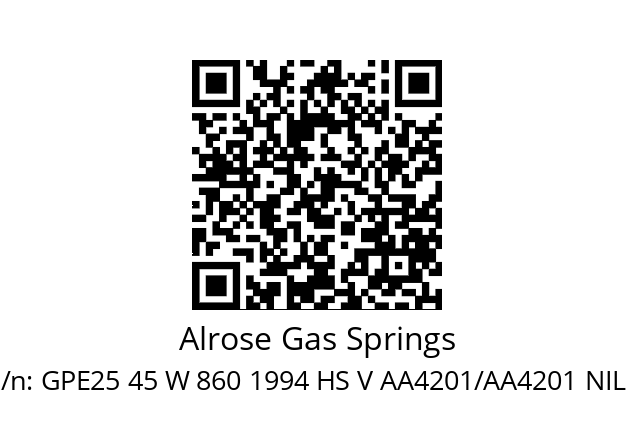   Alrose Gas Springs GPE25 45 W 860 1994 HS V AA4201/AA4201 NIL N