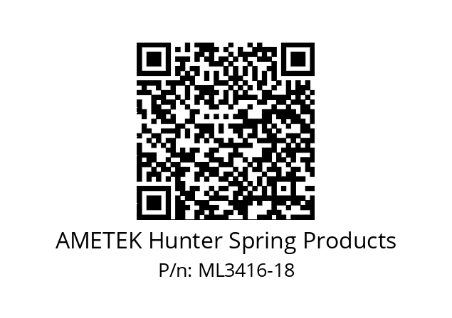   AMETEK Hunter Spring Products ML3416-18