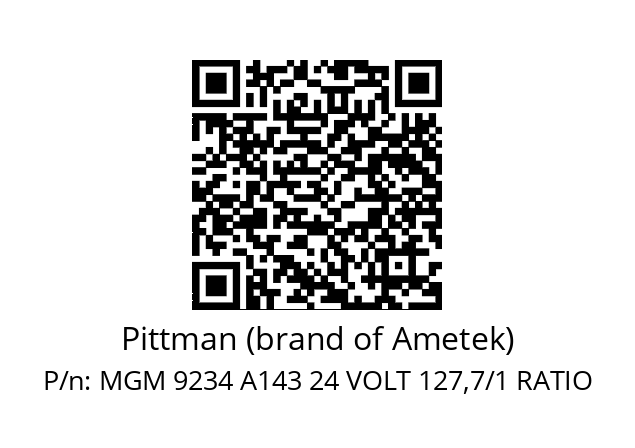   Pittman (brand of Ametek) MGM 9234 A143 24 VOLT 127,7/1 RATIO