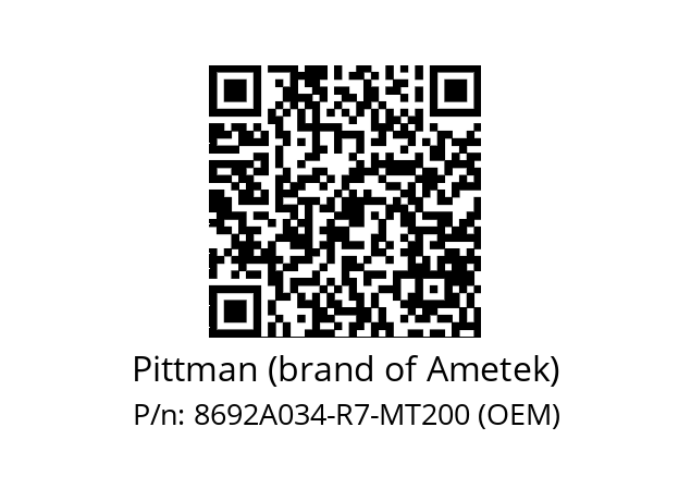   Pittman (brand of Ametek) 8692A034-R7-MT200 (OEM)